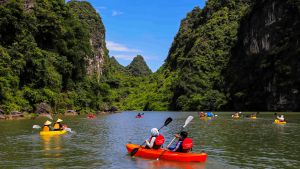 Kayaking in Trang An, UNESCO World Heritage site