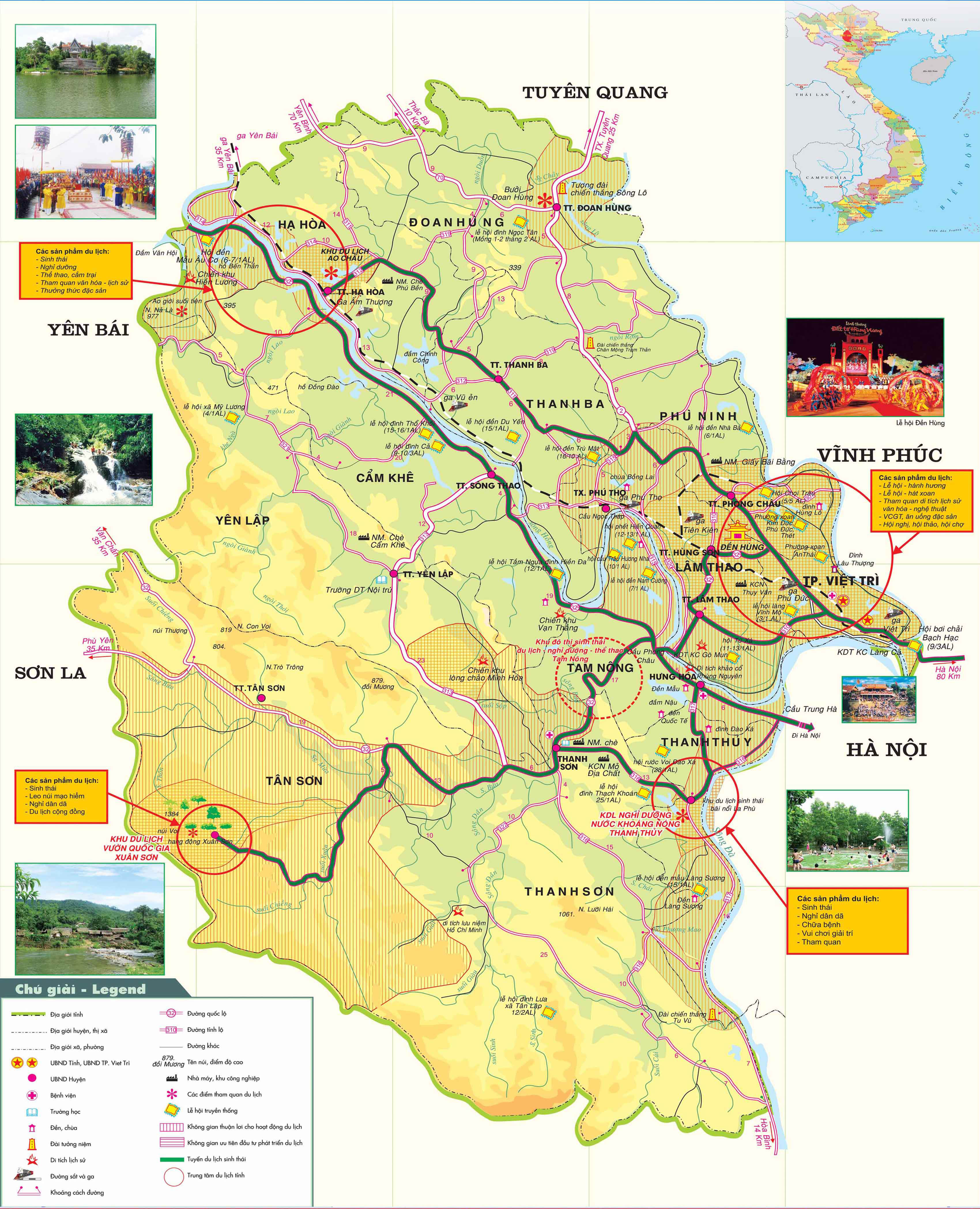 Bản đồ du lịch Phú Thọ