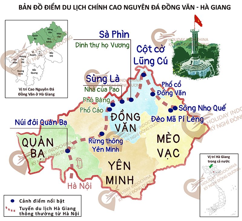 Bản đồ các điểm tham quan tại Hà Giang